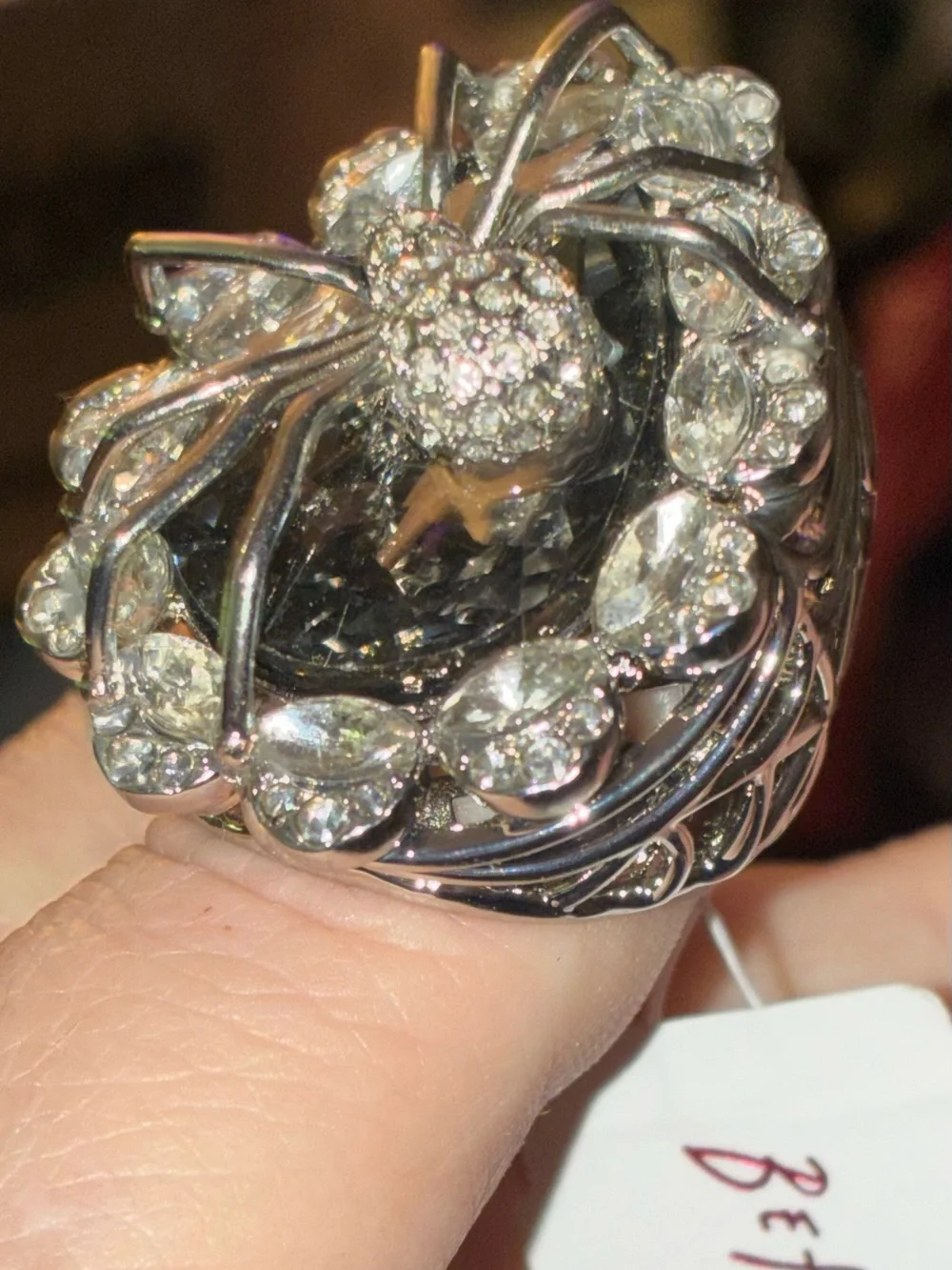 BETSEY JOHNSON Halloween Spider & Sim Black Onyx Stone Size 7.5 Ring NEW NWT